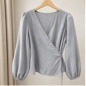 Gray Ruffle Blouse